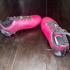 Pink and Black Soccer Cleats